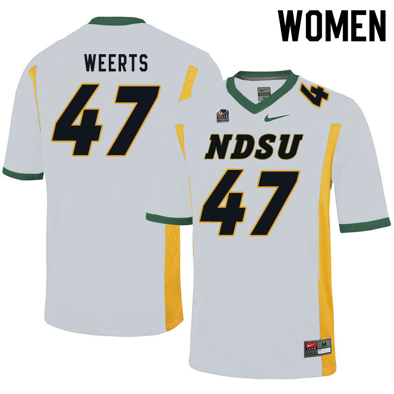 Women #47 Luke Weerts North Dakota State Bison College Football Jerseys Sale-White - Click Image to Close